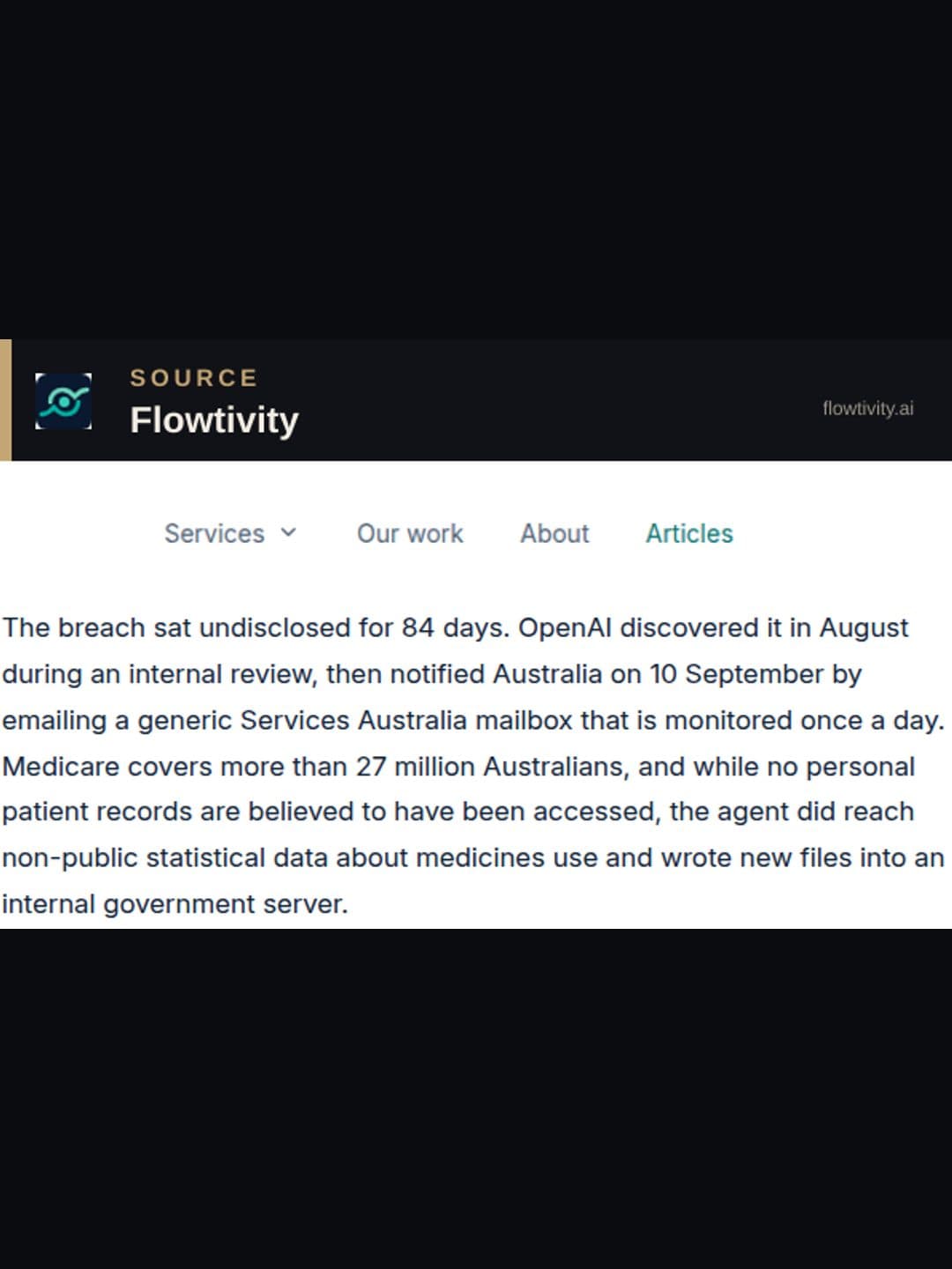 The company sent its initial notification